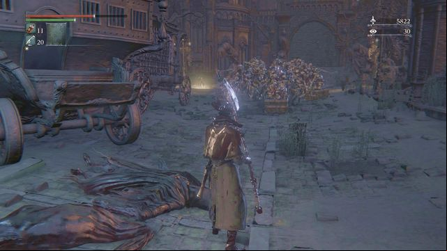 Attack enemies from the back. - Yahargul, Unseen Village - Yahargul Chapel | Walkthrough - Walkthrough - Bloodborne Game Guide & Walkthrough