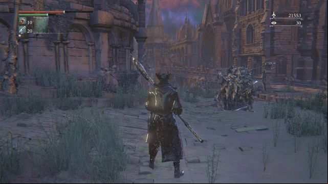 It will be easier to by enemies - behind the fog their bullets cant reach you. - Yahargul, Unseen Village - Yahargul Chapel | Walkthrough - Walkthrough - Bloodborne Game Guide & Walkthrough