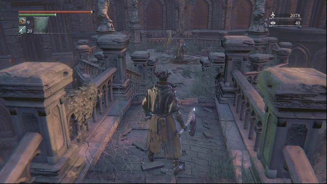 Avoid the enemy, walk down the ladder and turn to the left. - Yahargul, Unseen Village - Yahargul Chapel | Walkthrough - Walkthrough - Bloodborne Game Guide & Walkthrough