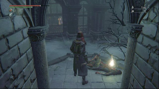 The balcony that you get to, after you use the lift - by jumping off it, you open all the gates. - How to open the main gate in Cathedral Ward in Bloodborne? | FAQ - FAQ - Bloodborne Game Guide & Walkthrough