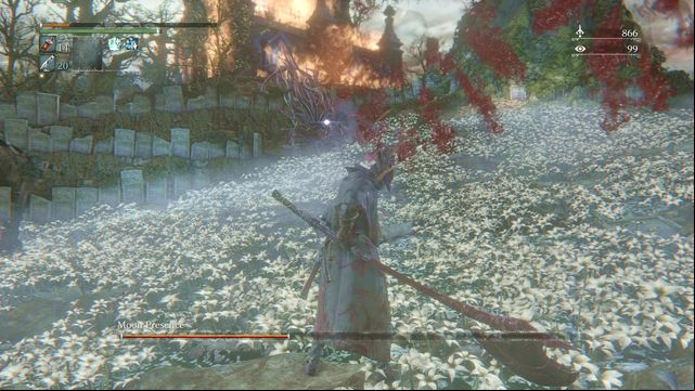If you get hit with blood, you cannot use Blood Vials. - Moon Presence | Boss Fights - Boss Fights - Bloodborne Game Guide & Walkthrough