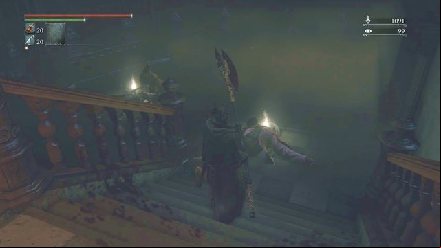 Immediately after entering the room you can attack the witch on the left - she protects parts of Choir set (gloves, tros, garb). - Upper Cathedral Ward | Walkthrough - Walkthrough - Bloodborne Game Guide & Walkthrough