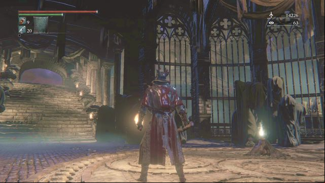 Make , collect frenzied coldblood, open the gate and through the stairs go to the boss. - Upper Cathedral Ward | Walkthrough - Walkthrough - Bloodborne Game Guide & Walkthrough