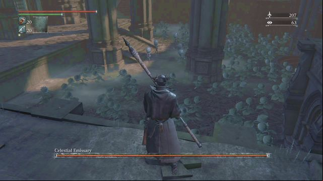 Boss is surrounded by enemies that look exactly like him. - Celestial Emissary | Boss Fights - Boss Fights - Bloodborne Game Guide & Walkthrough