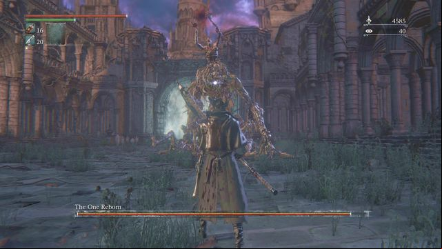 Preparations for attack are signalized with raising both hands. - One Reborn | Boss Fights - Boss Fights - Bloodborne Game Guide & Walkthrough