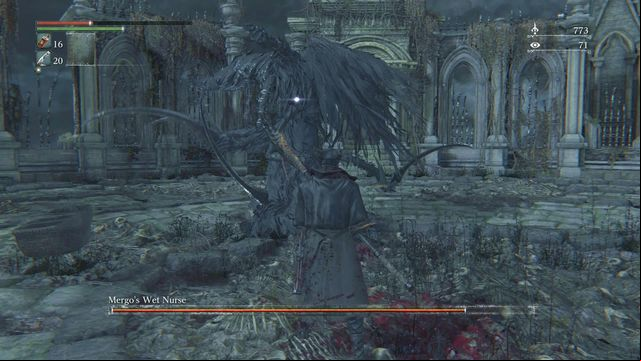Getting to enemy back gives great possibilities for attack. - Mergos Wet Nurse | Boss Fights - Boss Fights - Bloodborne Game Guide & Walkthrough