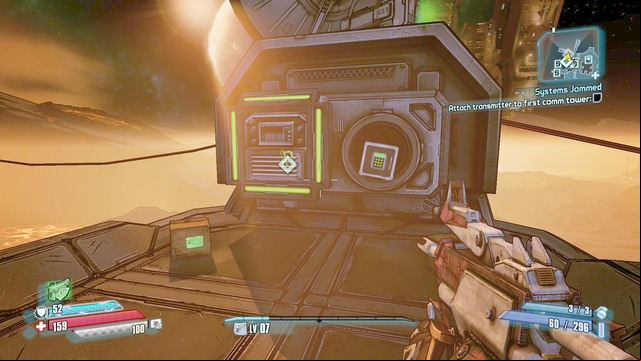 After you have activated the first transmitter, go West, towards the second one - Systems Jammed - Main missions - Borderlands: The Pre-Sequel! - Game Guide and Walkthrough