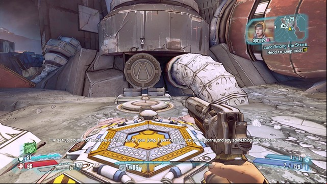 After Janey tells you what to do, walk onto the trampoline and take a jump - Land Among the Stars - Side missions - Serenitys Waste - Borderlands: The Pre-Sequel! - Game Guide and Walkthrough