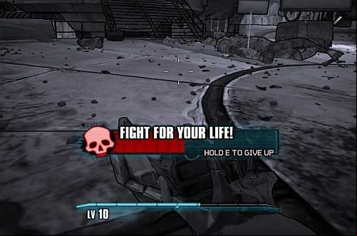 When your health and shield fall to zero, the Fight for Your Life mode will launch - Fight for your Life mode in Borderlands 2 - General hints - Borderlands 2 Game Guide