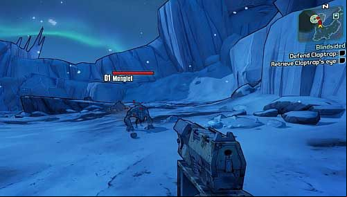 Follow the Claptrap while opening chests and breaking the ice which you will come across - My First Gun/Blindsided | Main missions walkthrough for Borderlands 2 - Main missions - Borderlands 2 Game Guide
