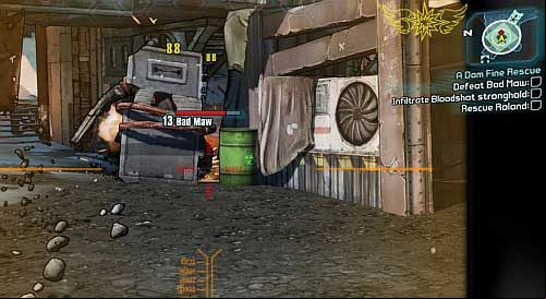 Bad Maw uses a shield, so you will have to attack him from the back - A Dam Fine Rescue | Main missions walkthrough for Borderlands 2 - Main missions - Borderlands 2 Game Guide