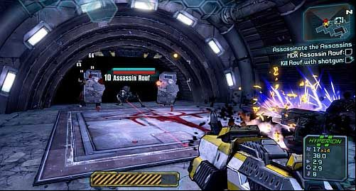 You will reach a room with the last gate and Assassin Rouf (killing him with a Shotgun will earn you more experience points) - Assassinate the Assassins | Sanctuary side missions in Borderlands 2 - Sanctuary - Borderlands 2 Game Guide