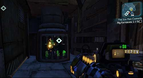 Your task is planting five explosive charges by the by the furnaces - The Ice Man Cometh | Three Horns Valley side missions in Borderlands 2 - Three Horns Valley - Borderlands 2 Game Guide