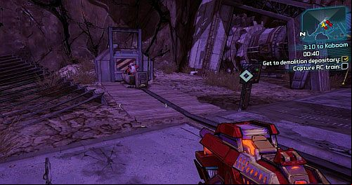 Afterwards press the button behind your back - 3:10 to Kaboom | Lynchwood side missions in Borderlands 2 - Lynchwood - Borderlands 2 Game Guide
