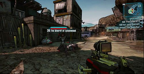 With all the Marshals killed, the Sheriff himself will attack you - Showdown | Lynchwood side missions in Borderlands 2 - Lynchwood - Borderlands 2 Game Guide