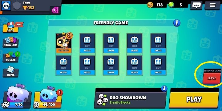 To start a game with friends, click on the button marked in the picture above - Friendly Game Mode in Brawl Stars - Multiplayer - Brawl Stars Guide