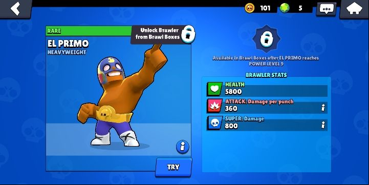 El Primo can be obtained from boxes - El Primo | Characters in Brawl Stars - Character list - Brawl Stars Guide
