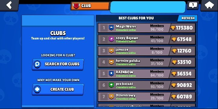 You can choose your club from the list of available teams - Team play and clubs in Brawl Stars - Multiplayer - Brawl Stars Guide