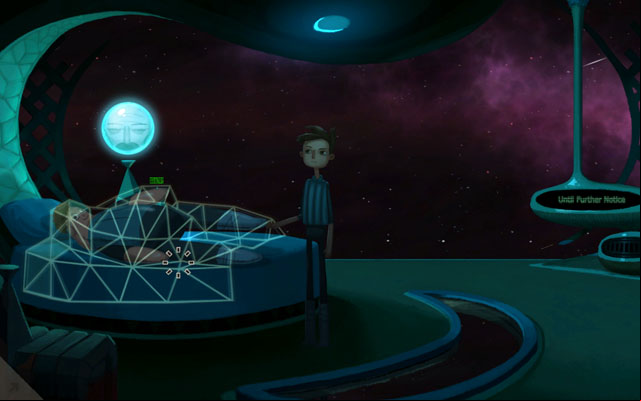 Put the decoy on the bed - Lower deck - Chapter 1 - Shay - Broken Age - Game Guide and Walkthrough