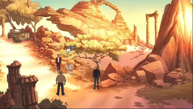 This time around George is not scared of the goat as much. - George and Nico - Eden Approach, Eden - Iraq - Broken Sword: The Serpents Curse - Game Guide and Walkthrough