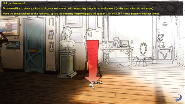 The instructions are displayed on the upper bar - Tutorial - Broken Sword: The Serpents Curse - Game Guide and Walkthrough