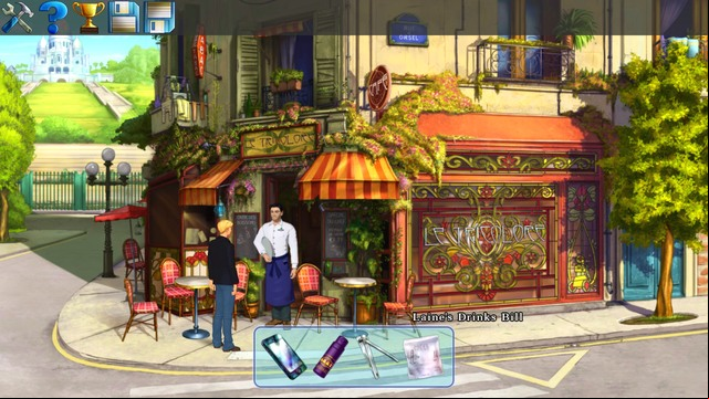 The waiter gives you Laine's unpaid bill - George - Gallery I - Paris - Broken Sword: The Serpents Curse - Game Guide and Walkthrough