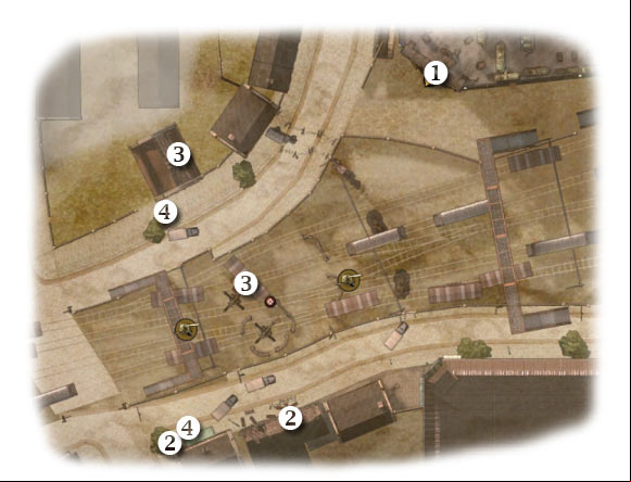 Map legend: 1 - starting area (you can't leave it) - Chapter 5: Operation Garden - FOURTH ASSIGNMENT:br Protect Pieter - Chapter 5: Operation Garden - Brothers in Arms: Hells Highway - Game Guide and Walkthrough