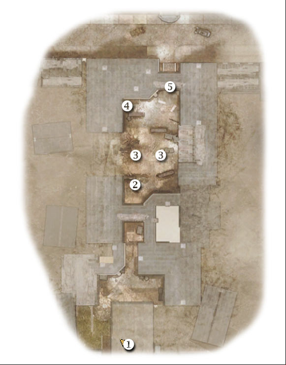 Map legend: 1 - starting area - Chapter 6: Baptism of Fire - SIXTH ASSIGNMENT:br Find Franky - Chapter 6: Baptism of Fire - Brothers in Arms: Hells Highway - Game Guide and Walkthrough