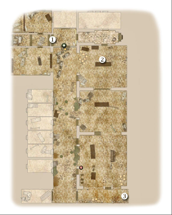 Map legend: 1 - starting area - Chapter 7: The Rabbit Hole - THIRD ASSIGNMENT:br Search for Franky - part 1 - Chapter 7: The Rabbit Hole - Brothers in Arms: Hells Highway - Game Guide and Walkthrough