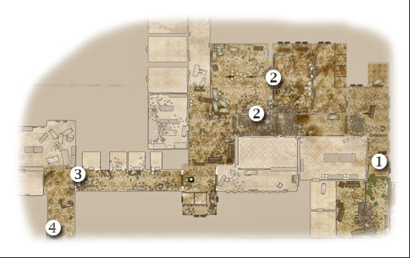 Map legend: 1 - starting area - Chapter 7: The Rabbit Hole - THIRD ASSIGNMENT:br Search for Franky - part 4 - Chapter 7: The Rabbit Hole - Brothers in Arms: Hells Highway - Game Guide and Walkthrough