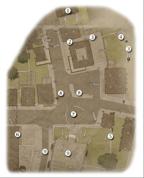 Map legend: 1 - starting area - Chapter 8: Black Friday - SECOND ASSIGNMENT:br Destroy the 88 - Chapter 8: Black Friday - Brothers in Arms: Hells Highway - Game Guide and Walkthrough