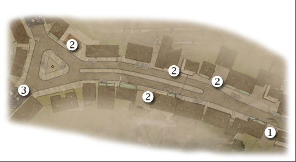 Map legend: 1 - starting area - Chapter 8: Black Friday - FIFTH ASSIGNMENT:br Destroy the Panzers and 88s - part 2 - Chapter 8: Black Friday - Brothers in Arms: Hells Highway - Game Guide and Walkthrough