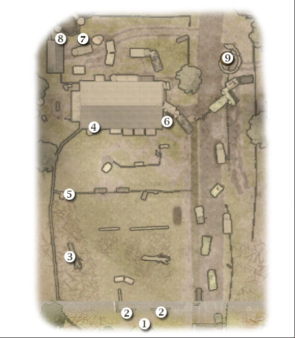 Map legend: 1 - starting area - Chapter 9: Hell's Highway - THIRD ASSIGNMENT:br Destroy the 88 - Chapter 9: Hell's Highway - Brothers in Arms: Hells Highway - Game Guide and Walkthrough