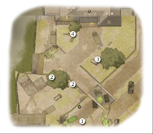 Map legend: 1 - starting area - Chapter 9: Hell's Highway - FIFTH ASSIGNMENT:br Reach the train station - Chapter 9: Hell's Highway - Brothers in Arms: Hells Highway - Game Guide and Walkthrough