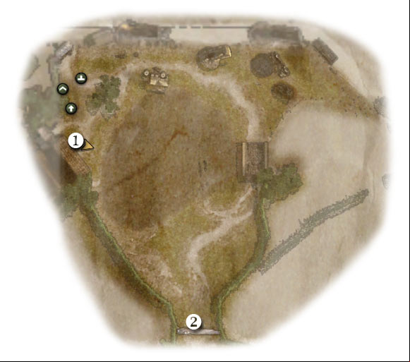 Map legend: 1 - starting area - Chapter 10: Tooth and Nail - FIRST ASSIGNMENT:br Destroy the 4 88's - part 1 - Chapter 10: Tooth and Nail - Brothers in Arms: Hells Highway - Game Guide and Walkthrough