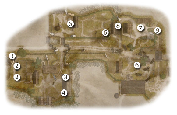 Map legend: 1 - starting area - Chapter 10: Tooth and Nail - SECOND ASSIGNMENT:br Destroy the 88 - part 1 - Chapter 10: Tooth and Nail - Brothers in Arms: Hells Highway - Game Guide and Walkthrough