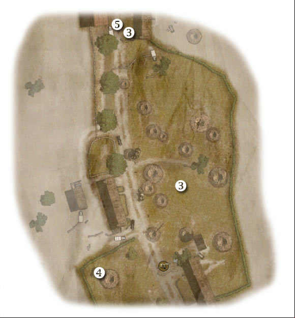 Map legend: 1 - starting area - Chapter 10: Tooth and Nail - FOURTH ASSIGNMENT:br Link-up with the 506th - Chapter 10: Tooth and Nail - Brothers in Arms: Hells Highway - Game Guide and Walkthrough
