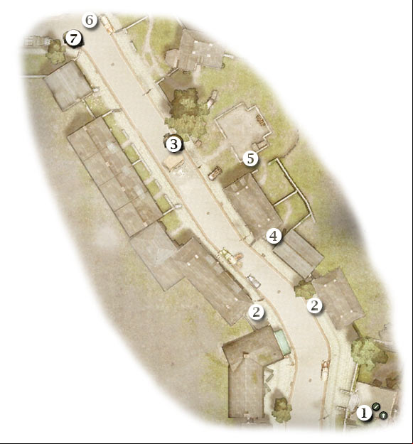 Map legend: 1 - starting area - Chapter 4: Written in Stone - THIRD ASSIGNMENT:br Destroy the German trucks - part 1 - Chapter 4: Written in Stone - Brothers in Arms: Hells Highway - Game Guide and Walkthrough