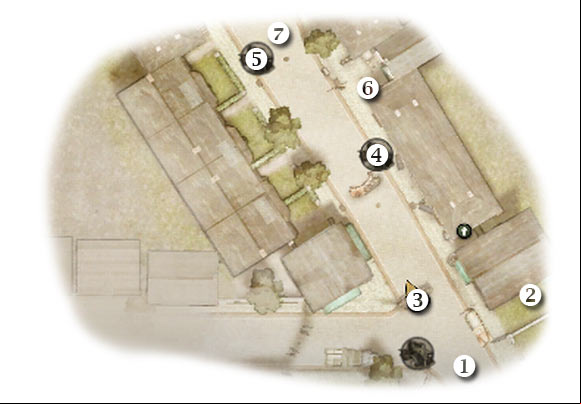 Map legend: 1 - starting area - Chapter 4: Written in Stone - THIRD ASSIGNMENT:br Destroy the German trucks - part 2 - Chapter 4: Written in Stone - Brothers in Arms: Hells Highway - Game Guide and Walkthrough