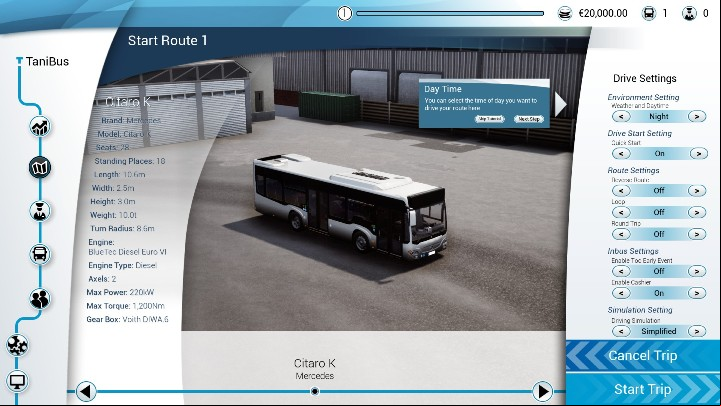 Daytime and weather can be changed in the Environment Setting available in the route menu - Daytime and weather in Bus Simulator 18 - Route - Bus Simulator 18 Game Guide