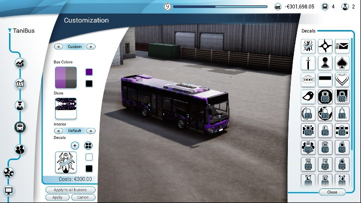 The prices for decals vary between 100 and 500 Euro - Painting and decaling your bus in Bus Simulator 18 - Buses - Bus Simulator 18 Game Guide