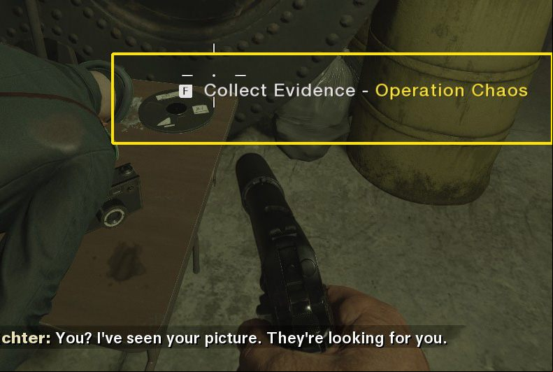 You can recognize an evidence collectible by pointing to it with the crosshairs: an appropriate message will appear. - Call of Duty Cold War: Evidence - Basics - Call of Duty Cold War Guide