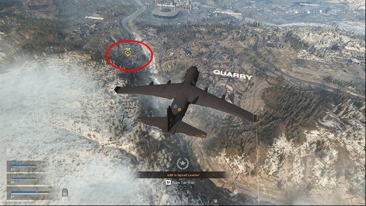 In the image above you can see the landing spot marked by the team leader - this is evidenced by an orange marker on the map - Warzone: Teamwork - Basics - Warzone Guide