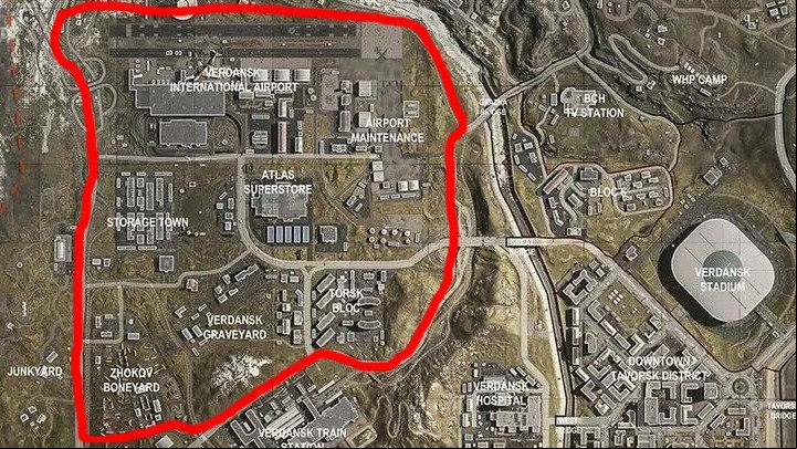 Besides the main airport terminal, weapons and other gear can be found in nearby places like Airport Maintenance, Atlas Superstore, Storage Town, Verdansk Graveyard, or Zhokov Boneyard - Warzone: Verdansk International Airport - information, weapons - Warzone: Best places to land - Warzone Guide