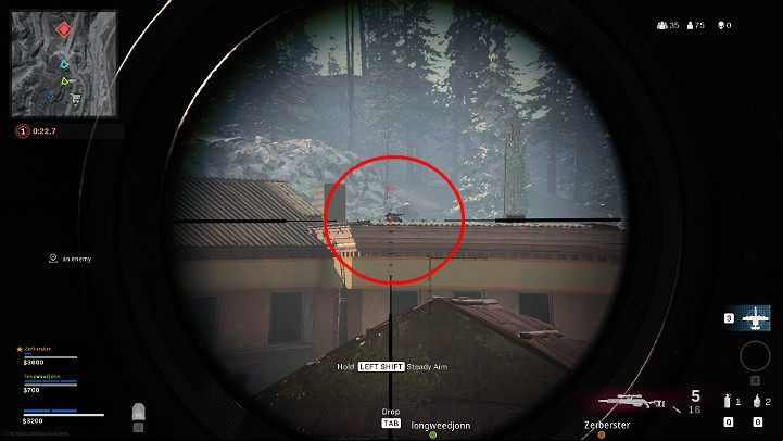 If you want to alert your team to the presence of an enemy, you can mark it by pointing the gun in the direction of the enemy and pressing the ping button - Warzone: Communication - Basics - Warzone Guide