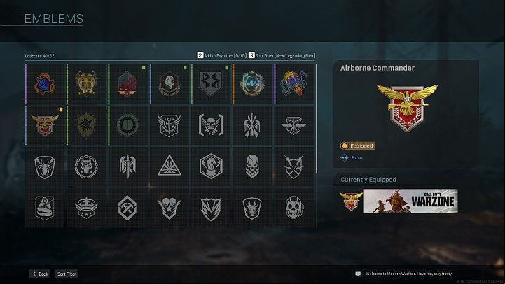 Emblems in CoD Warzone are unlocked in the same way as cards, so they can be earned in free gift packs, by completing a specific task, from the Battle , or from special item sets in the store - Warzone: Barracks - challenges, missions, personalisation - Basics - Warzone Guide