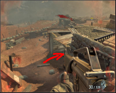 After finishing the fights on the hill where you pushed the barrels to put trenches on fire, go to the machine gun position on the left - S.O.G. | Intel - Intel location - Call of Duty: Black Ops Game Guide & Walkthrough