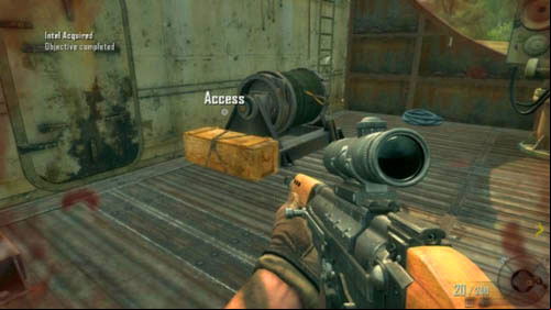 Jump down and walk up to the box with a word Access between the ladders (picture above) - Mission 01: PYRRHIC VICTORY | Missions: Walkthrough - Missions: Walkthrough - Call of Duty: Black Ops II Game Guide & Walkthrough