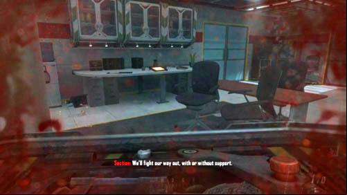 By the wall opposite the entrance, through which you got here, a little to the right there is a table - Mission 02: CELERIUM | Missions: Walkthrough - Missions: Walkthrough - Call of Duty: Black Ops II Game Guide & Walkthrough