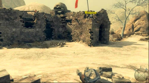 Go further, straight to the south (look at the com) till your way gets blocked by a wall - Mission 03: OLD WOUNDS | Missions: Walkthrough - Missions: Walkthrough - Call of Duty: Black Ops II Game Guide & Walkthrough